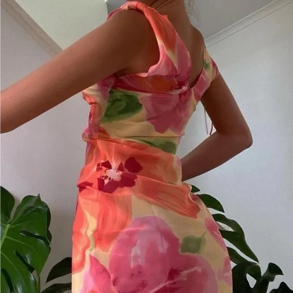 WITH JEAN Lani Sheer Floral Dress S - Picture 1 of 6